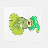 Kikker als Tovenaar met Magische Tand Fleece Deken (Voorkant (Horizontaal))