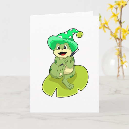 Kikker als Tovenaar met Magische Tand Kaart (Gele Bloem)