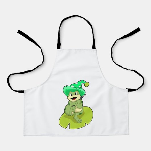 Kikker als Tovenaar met Magische Tand Schort (Voorkant)