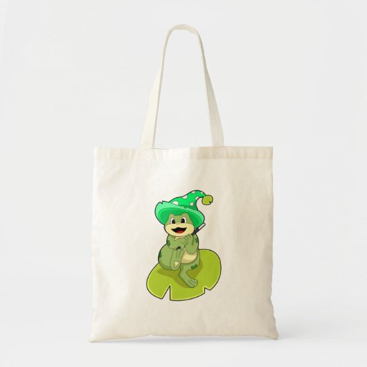 Kikker als Tovenaar met Magische Tand Tote Bag (Voorkant)