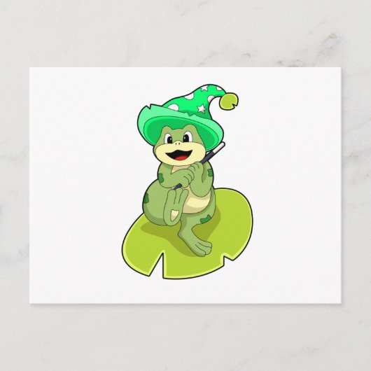 Kikker als tovenaar met toverstaf briefkaart (Voorkant)