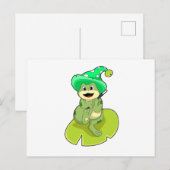 Kikker als tovenaar met toverstok briefkaart (Voorkant / Achterkant)