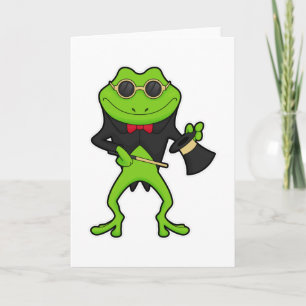 Kikker als tovenaar met toverstok en hoed kaart