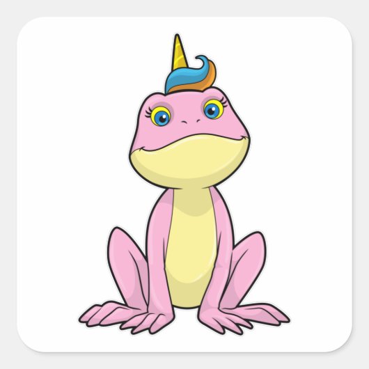 Kikker als Unicorn Vierkante Sticker (Voorkant)