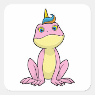 Kikker als Unicorn Vierkante Sticker