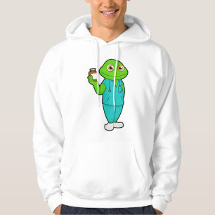 Kikker als verpleegster met geneeskunde en stethos hoodie