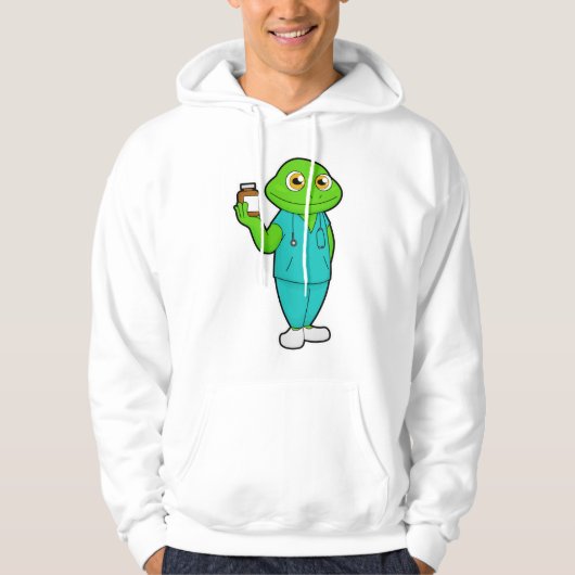 Kikker als verpleegster met geneeskunde en stethos hoodie (Voorkant)
