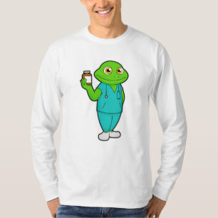 Kikker als verpleegster met geneeskunde en stethos t-shirt