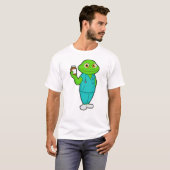Kikker als verpleegster met geneeskunde en stethos t-shirt (Voorkant volledig)