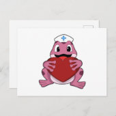 Kikker als verpleegster met hart briefkaart (Voorkant / Achterkant)