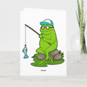 Kikker als visser met hengel & vis kaart (Achterkant)