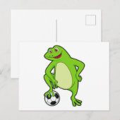 Kikker als voetballer met voetbal briefkaart (Voorkant / Achterkant)