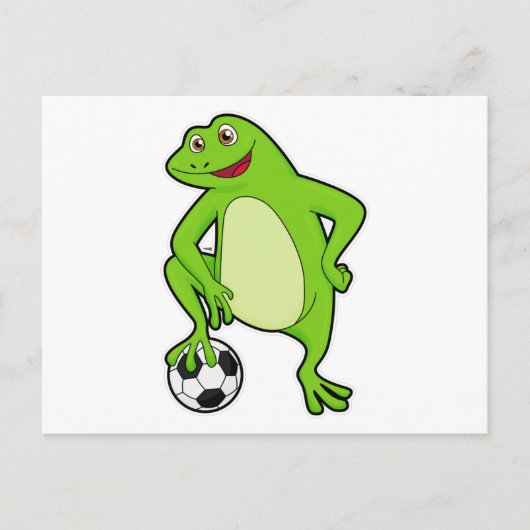 Kikker als voetballer met voetbal briefkaart (Voorkant)