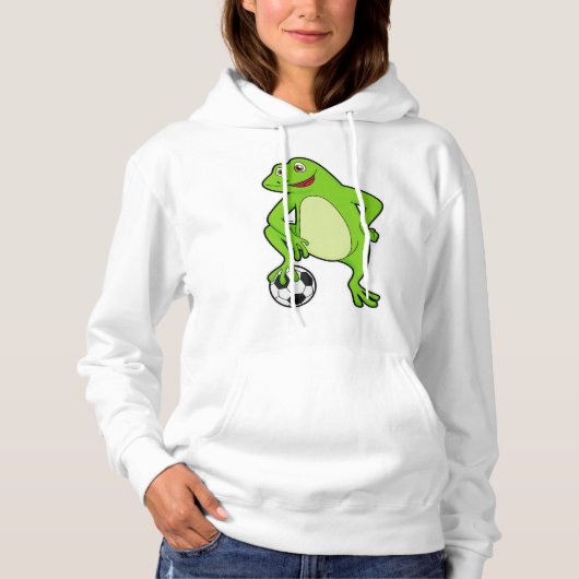 Kikker als voetbalspeler met Voetbal Hoodie (Voorkant)
