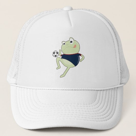 Kikker als voetbalspeler met Voetbal Trucker Pet (Voorkant)