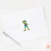 Kikker als volleybalspeler met volleybal vierkante sticker (Envelop)