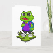 Kikker als wandelaar met rugzak kaart (Achterkant)