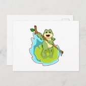 Kikker als wandelaar met stok briefkaart (Voorkant / Achterkant)