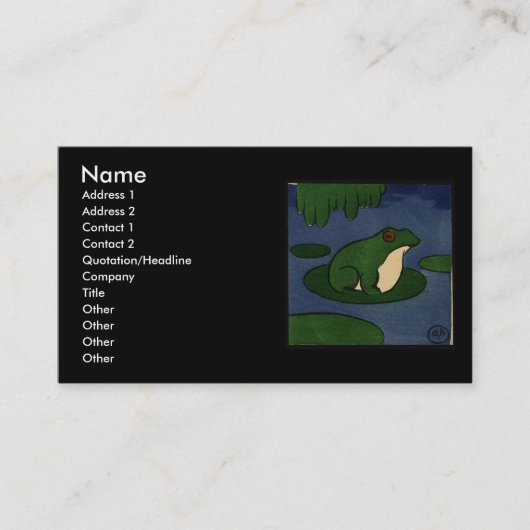 Kikker - Antiquarian, Colorful Book Illustration Visitekaartje (Voorkant)