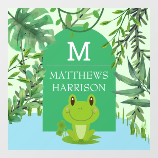 Kikker Art Monogram Letter Baby boy Bedroom kweker Raamsticker (Vel)