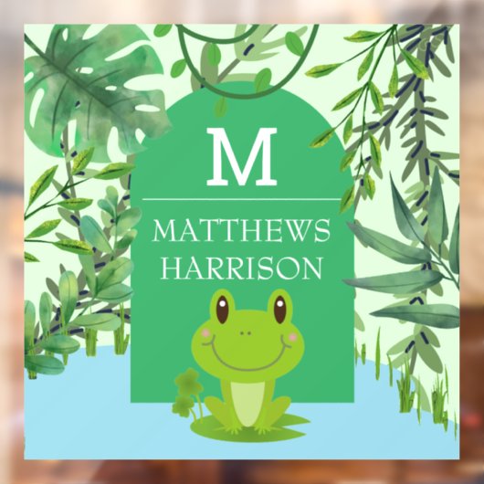 Kikker Art Monogram Letter Baby boy Bedroom kweker Raamsticker (Vel 2)