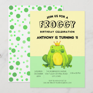 Kikker baby 1e verjaardag groene confetti geperson kaart
