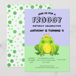 Kikker baby 1e verjaardag groene confetti geperson kaart
