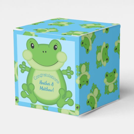 Kikker Baby shower blauw Bedankdoosjes (Voorkant Zijde)