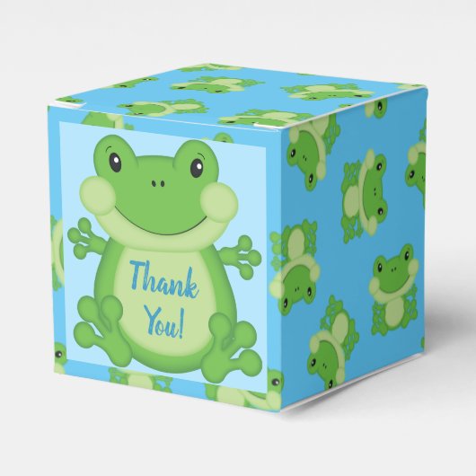 Kikker Baby shower blauw Bedankdoosjes (Voorkant Zijde)
