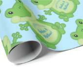 Kikker Baby shower blauw Cadeaupapier (Rol Hoek)