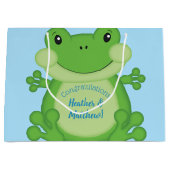 Kikker Baby shower blauw Groot Cadeauzakje (Voorkant)