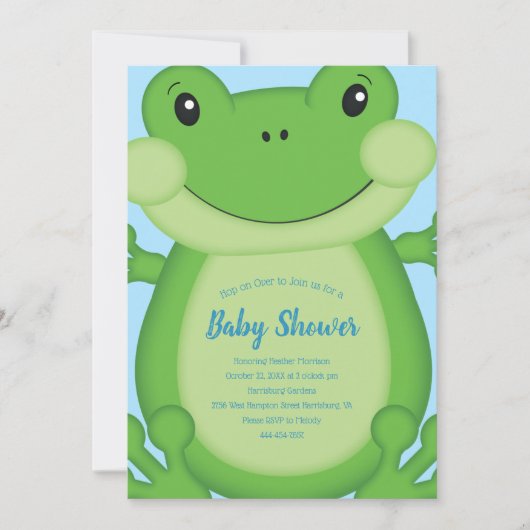Kikker Baby shower blauw Kaart (Voorkant)