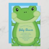 Kikker Baby shower blauw Kaart (Voorkant / Achterkant)