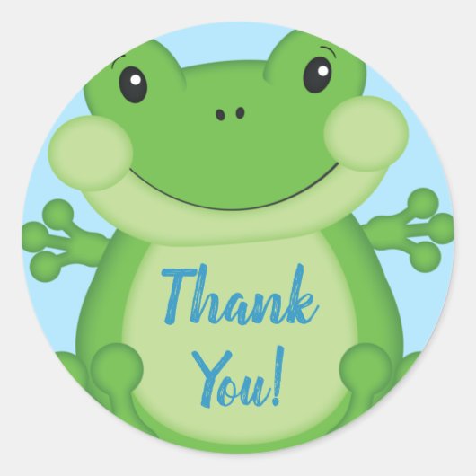 Kikker Baby shower blauw Ronde Sticker (Voorkant)