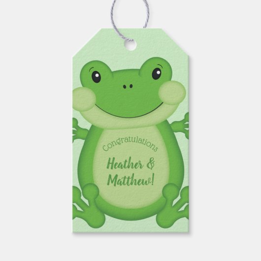 Kikker Baby shower Green Cadeaulabel (Voorkant)