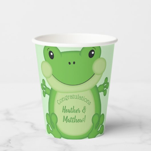 Kikker Baby shower Green Papieren Bekers (Voorkant)