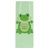 Kikker Baby shower Green Wijn Cadeautas (Voorkant)