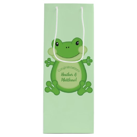 Kikker Baby shower Green Wijn Cadeautas (Voorkant)