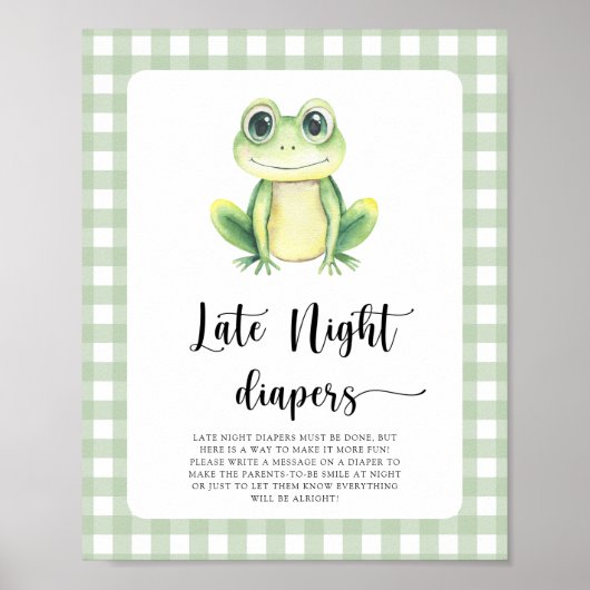 Kikker baby shower - Late night luiers spel Poster (Voorkant)