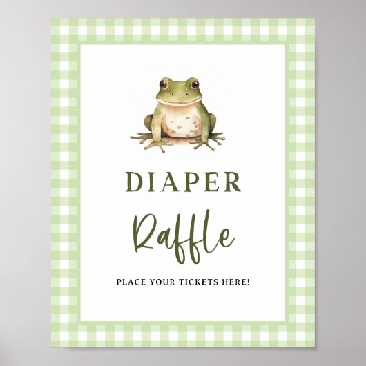 Kikker Baby Shower Luier Raffel Ticket Bord Poster (Voorkant)