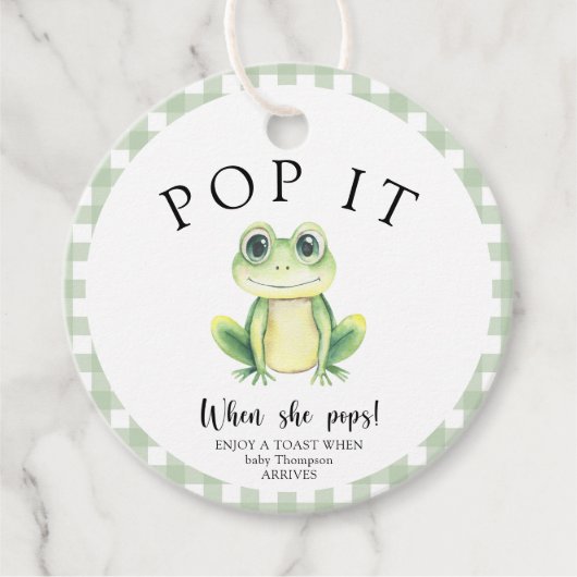 Kikker Baby shower - Pop het! Als ze pop! Bedankjes Labels (Voorkant)
