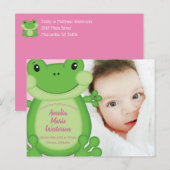 Kikker Baby shower Roze Briefkaart (Voorkant / Achterkant)