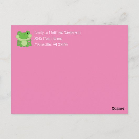 Kikker Baby shower Roze Briefkaart (Achterkant)