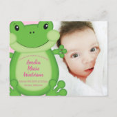 Kikker Baby shower Roze Briefkaart (Voorkant)