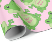 Kikker Baby shower Roze Cadeaupapier (Rol Hoek)
