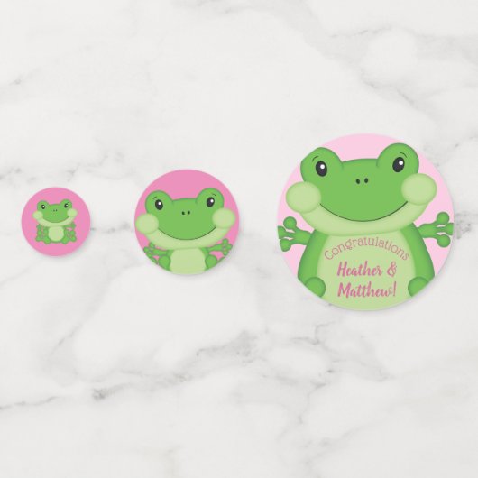 Kikker Baby shower Roze Confetti (Voorkanten)