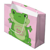 Kikker Baby shower Roze Groot Cadeauzakje (Voorkant Gekanteld)