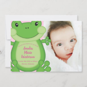 Kikker Baby Shower Roze Kaart