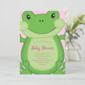 Kikker Baby shower Roze Kaart (Staand voorkant)