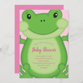 Kikker Baby shower Roze Kaart (Voorkant / Achterkant)